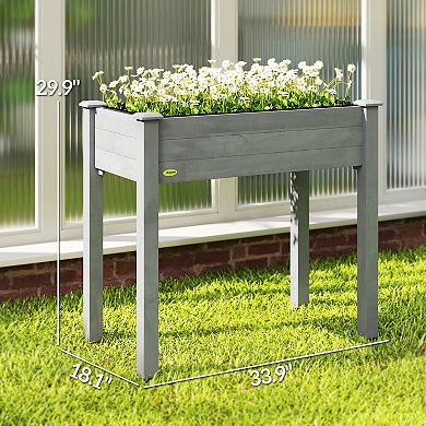 Elevated Natural Garden Plant Stand Outdoor Flower Bed Box Wooden