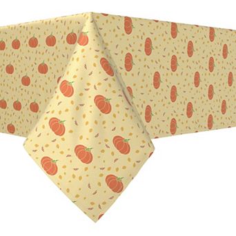 Rectangular Tablecloth, 100% Cotton, 60x120", Retro Pumpkins & Leaves