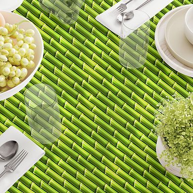 Round Tablecloth, 100% Polyester, 90" Round, Green Bam boo Sticks