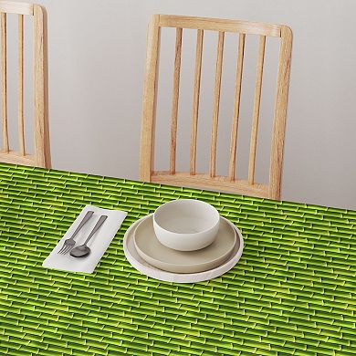 Round Tablecloth, 100% Polyester, 90" Round, Green Bam boo Sticks