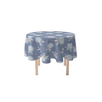 Round Tablecloth, 100% Polyester, 60" Round, Country Floral Design