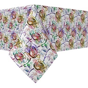 Rectangular Tablecloth, 100% Cotton, 60x84", Floral 195