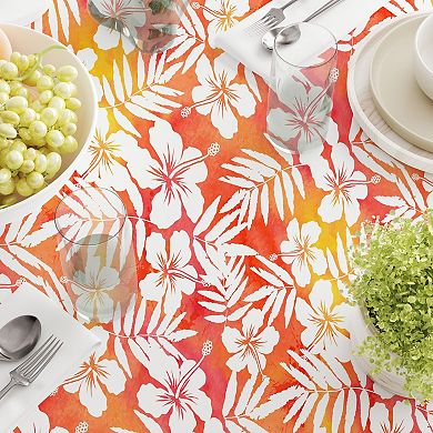 Square Tablecloth, 100% Cotton, 52x52", Hibiscus Island Style