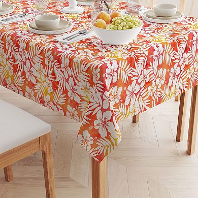 Square Tablecloth, 100% Cotton, 52x52", Hibiscus Island Style