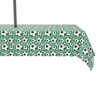 Water Repellent, Outdoor, 100% Polyester, 60x84", Soccer Balls Green