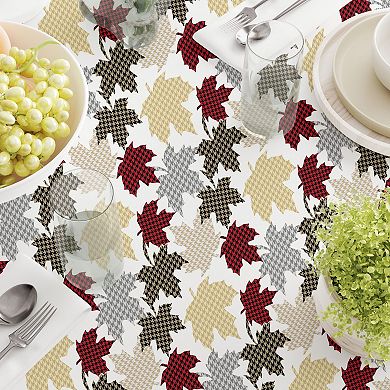 Rectangular Tablecloth, 100% Cotton, 60x84", Houndstooth Maple Leaves