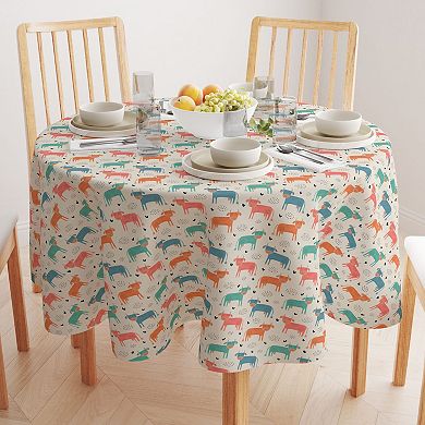 Round Tablecloth, 100% Polyester, 90" Round, Happy Cows