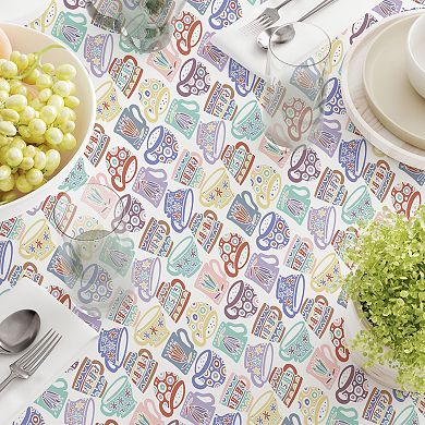 Round Tablecloth, 100% Polyester, 60" Round, Abstract Mugs