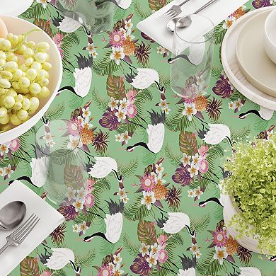Round Tablecloth, 100% Polyester, 60" Round, Japanese Crane & Flowers