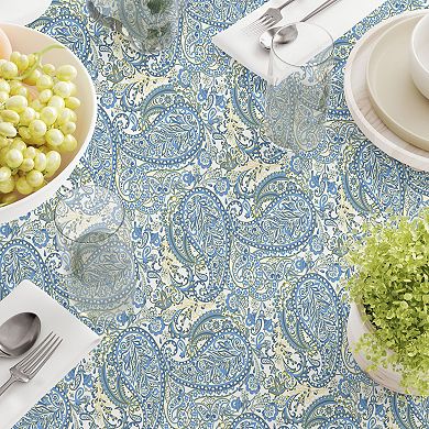 Square Tablecloth, 100% Polyester, 70x70", Blue Paisley