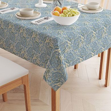 Square Tablecloth, 100% Polyester, 70x70", Blue Paisley