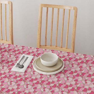 Square Tablecloth, 100% Polyester, 60x60", Decorated Heart Shaped Cookies