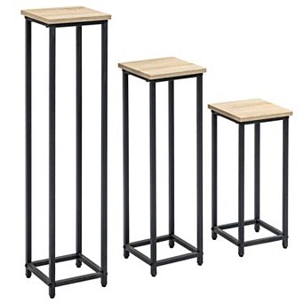 Outsunny Flower Stand Set, 3 Metal Plant Racks, Outdoor Décor
