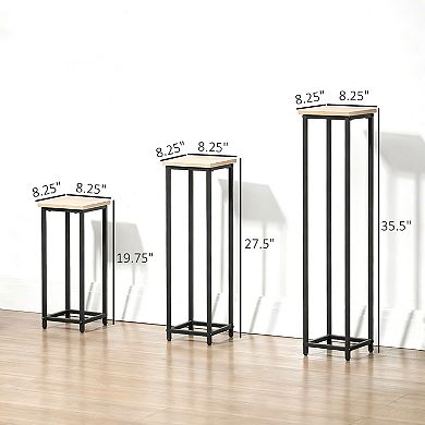 Outsunny Flower Stand Set, 3 Metal Plant Racks, Outdoor Décor