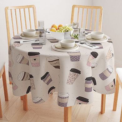 Round Tablecloth, 100% Polyester, 60" Round, Coffee To Go