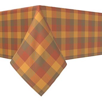 Rectangular Tablecloth, 100% Cotton, 60x120", Vintage Fall Tartan Plaid