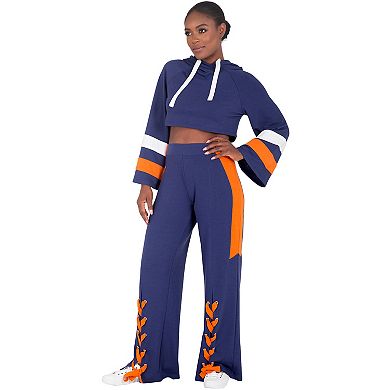Vilma Curvy Fit Mid-Rise Flared Pants with Lace Up Hem