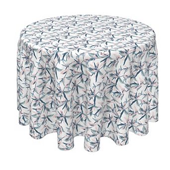 Round Tablecloth, 100% Polyester, 90" Round, Pastel Tropical Leaves