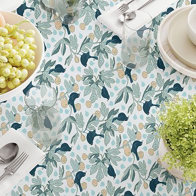 Rectangular Tablecloth, 100% Cotton, 52x84", Fig Trees & Birds
