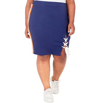 Plus Size Wilma Lace-Up Split Athleisure Knee-Length Skirt