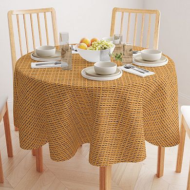 Round Tablecloth, 100% Polyester, 60" Round, Bam boo Cane Wicker