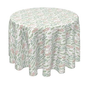 Round Tablecloth, 100% Polyester, 70" Round, Merry Berries & Branches