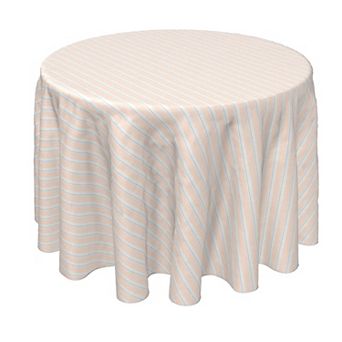 Round Tablecloth, 100% Polyester, 90" Round, Coral Beach Stripe