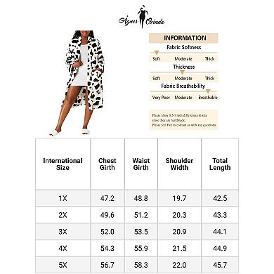 Women's Plus Size Long Sleeve Robes Cow Print Self Tie Nightgown