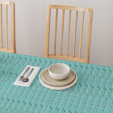 Square Tablecloth, 100% Polyester, 54x54", Arrows on Teal Background