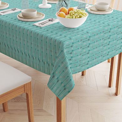 Square Tablecloth, 100% Polyester, 54x54", Arrows on Teal Background