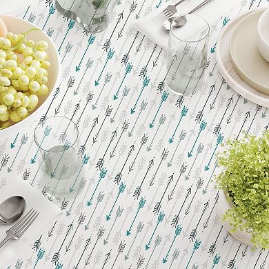 Rectangular Tablecloth, 100% Cotton, 60x104", Grey & Blue Arrows