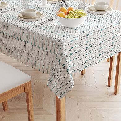 Rectangular Tablecloth, 100% Cotton, 60x104", Grey & Blue Arrows