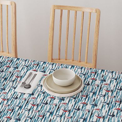 Round Tablecloth, 100% Polyester, 70" Round, Brush Stroke Sailboats