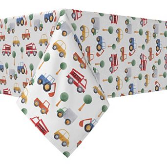 Rectangular Tablecloth, 100% Cotton, 60x104", Trucks, Tractors & Cars