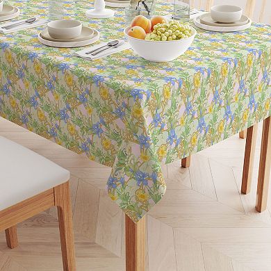 Square Tablecloth, 100% Cotton, 52x52", Floral 144