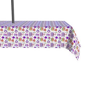 Water Repellent, Outdoor, 100% Polyester, 60x104", Purple Tint Hanukkah