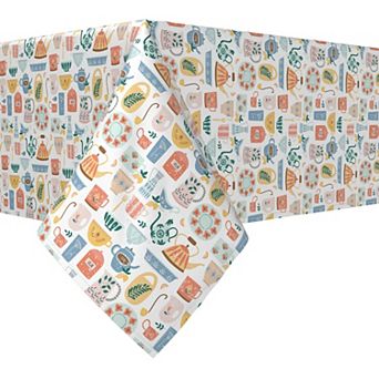 Square Tablecloth, 100% Polyester, 60x60", Morning Coffee
