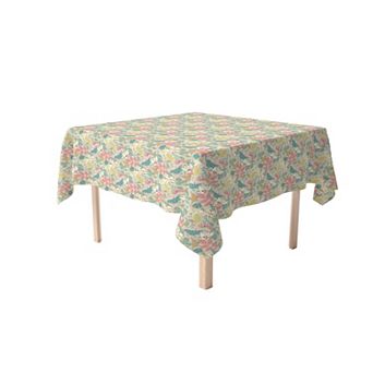 Square Tablecloth, 100% Polyester, 70x70", Decorated Birds & Flowers