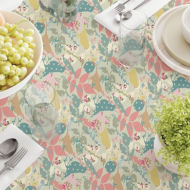 Square Tablecloth, 100% Polyester, 70x70", Decorated Birds & Flowers