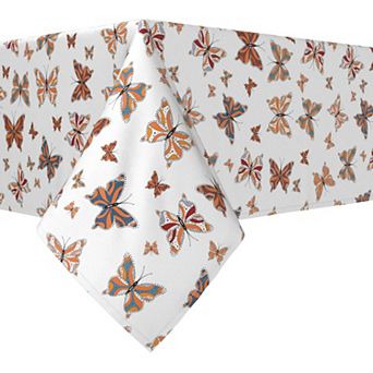 Rectangular Tablecloth, 100% Cotton, 52x84", Vintage Pattern Butterflies