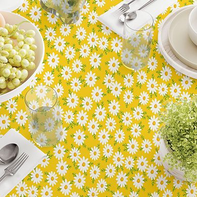 Round Tablecloth, 100% Polyester, 70" Round, Daisy Floral Design