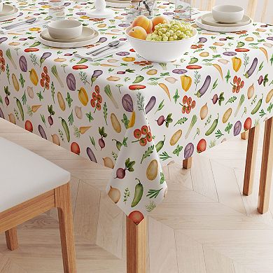 Rectangular Tablecloth, 100% Cotton, 52x84", Garden Vegetables