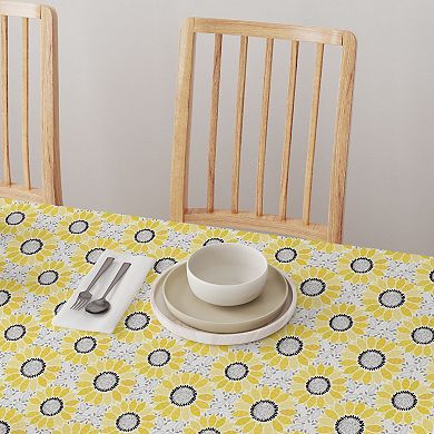 Rectangular Tablecloth, 100% Polyester, 60x104", Abstract Sunflowers