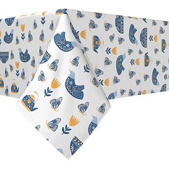Square Tablecloth, 100% Cotton, 52x52", Teapots & Butterflies