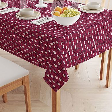 Square Tablecloth, 100% Polyester, 60x60", Holiday Woodland Plaid
