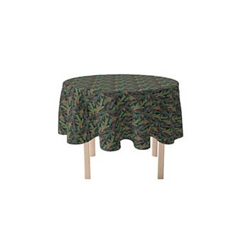 Round Tablecloth, 100% Polyester, 90" Round, Fir Branches and Green Pines