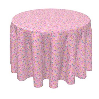 Round Tablecloth, 100% Polyester, 70" Round, Rainbow Sprinkles Pink