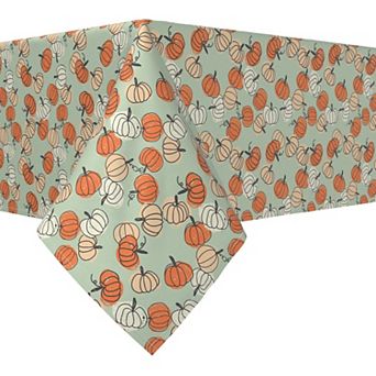 Rectangular Tablecloth, 100% Cotton, 60x120", Stenciled Pumpkin Harvest