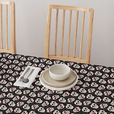 Square Tablecloth, 100% Polyester, 70x70", Dia De Los Muertes Skulls