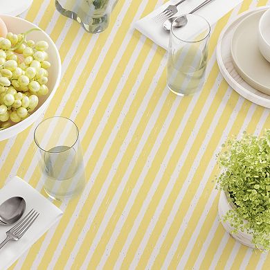 Square Tablecloth, 100% Polyester, 70x70", Lemonade Stripe